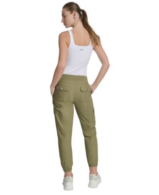 Sport Women's Cotton Ribbed-Waist Jogger Cargo Pants