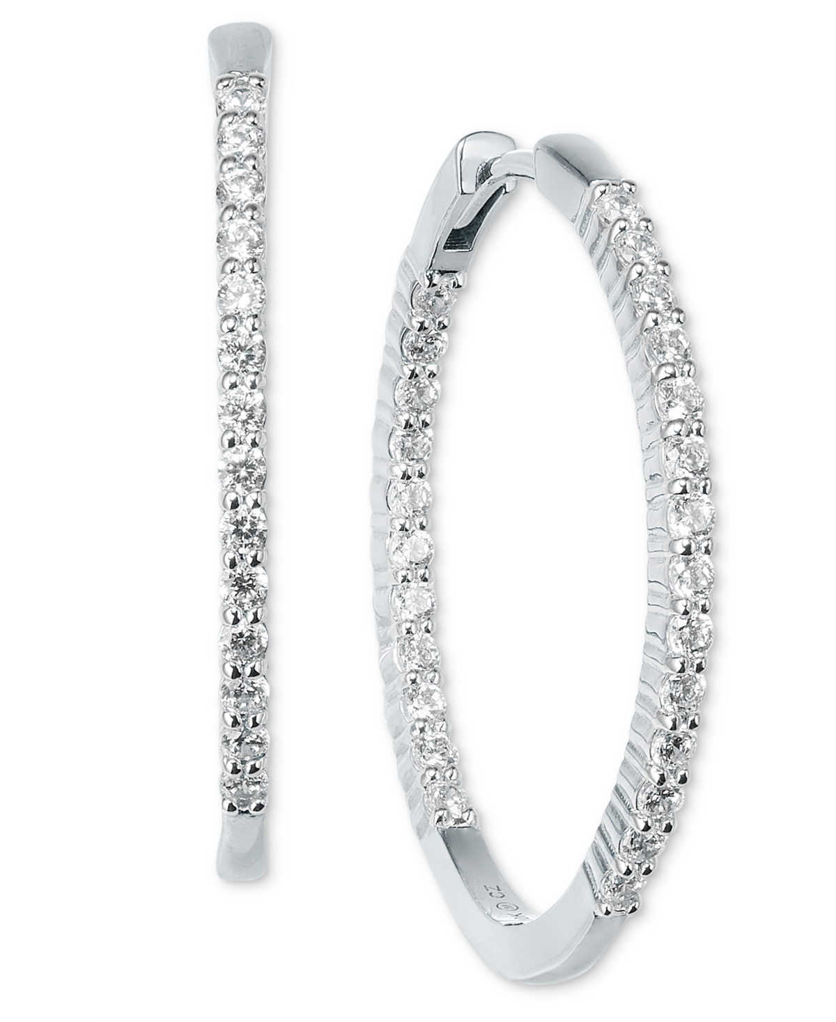 Diamond Small Hoop Earrings (1 ct. t.w.) in 14k White Gold or 14k Yellow Gold, Exclusively at Macy's - White Gold