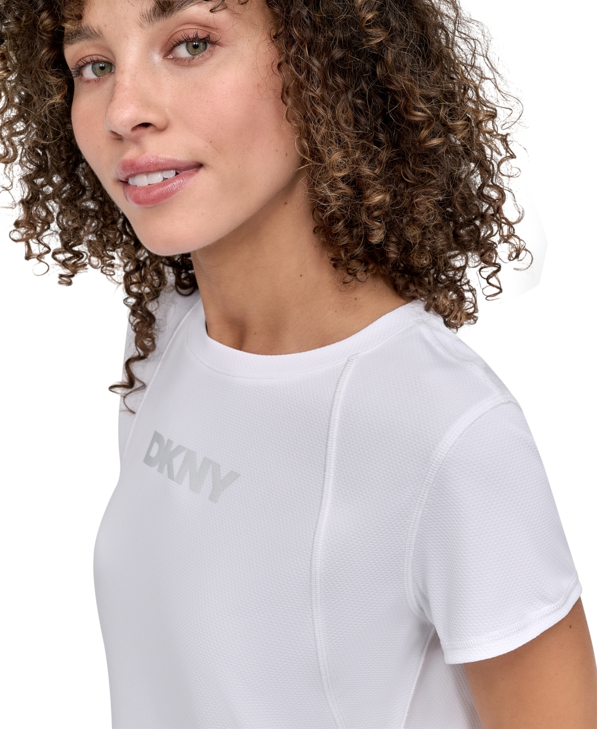 Dkny Sport Women's Tech Logo Raglan-sleeve T-shirt In White