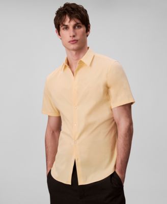 Calvin Klein - Men's Slim Fit Short Sleeve Solid Stretch Button-Front Shirt