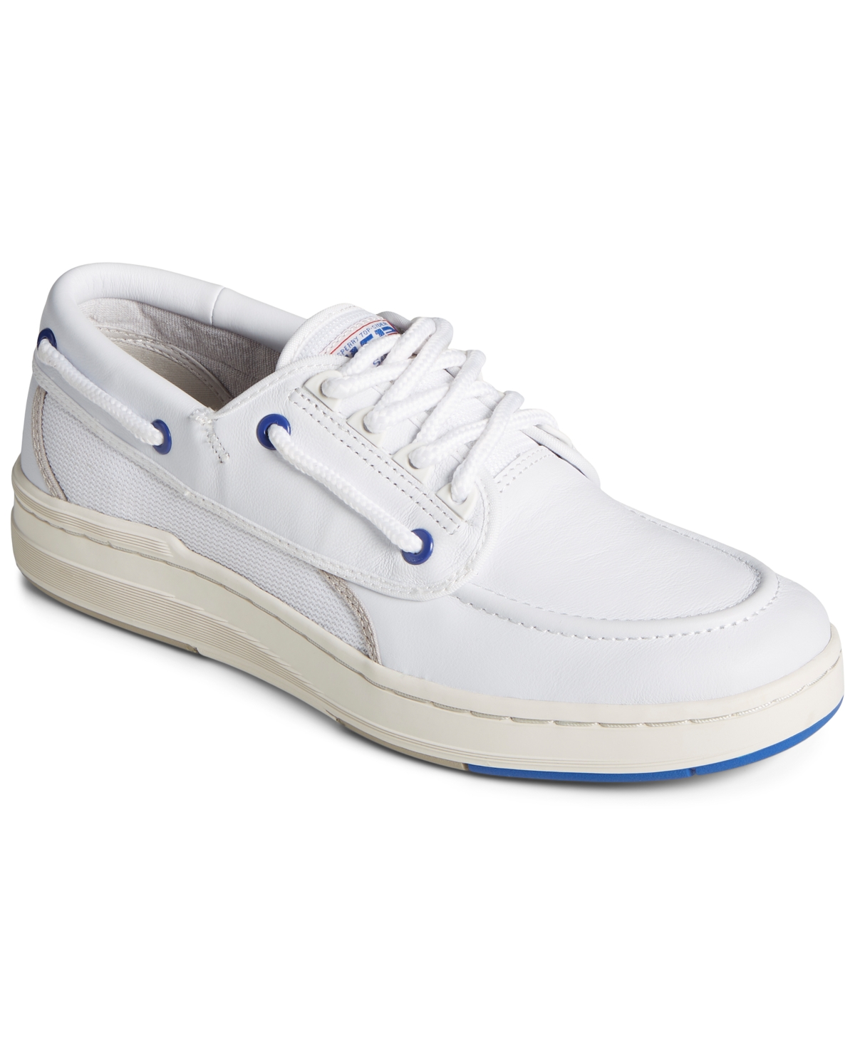 Men's US12 Boat Leather Boat Shoe - White