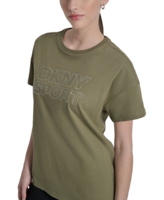 Women's Rhinestone-Logo Drop-Shoulder T-Shirt