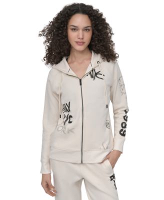 DKNY - Women's Graffiti Logo Full-Zip Hoodie