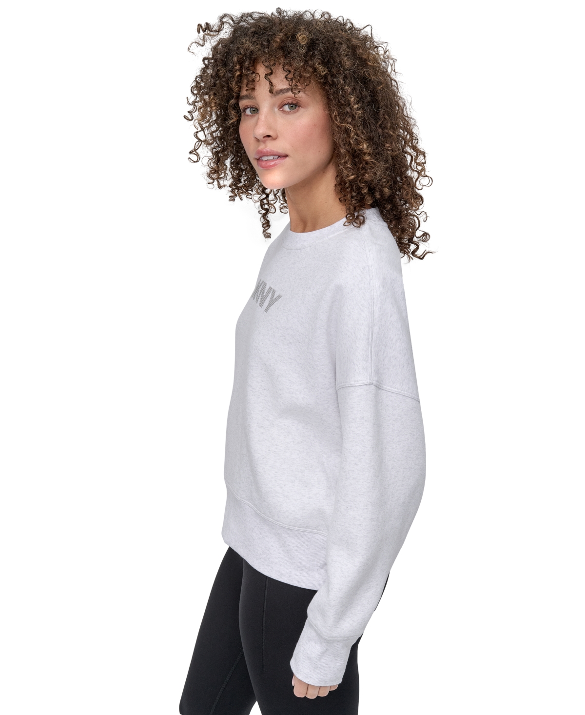 Dkny Sport Women's Mini Stud Logo Crew Neck Sweatshirt In Gray