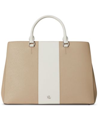 Lauren Ralph Lauren Two-Tone Leather Large Hanna Satchel - Macy's