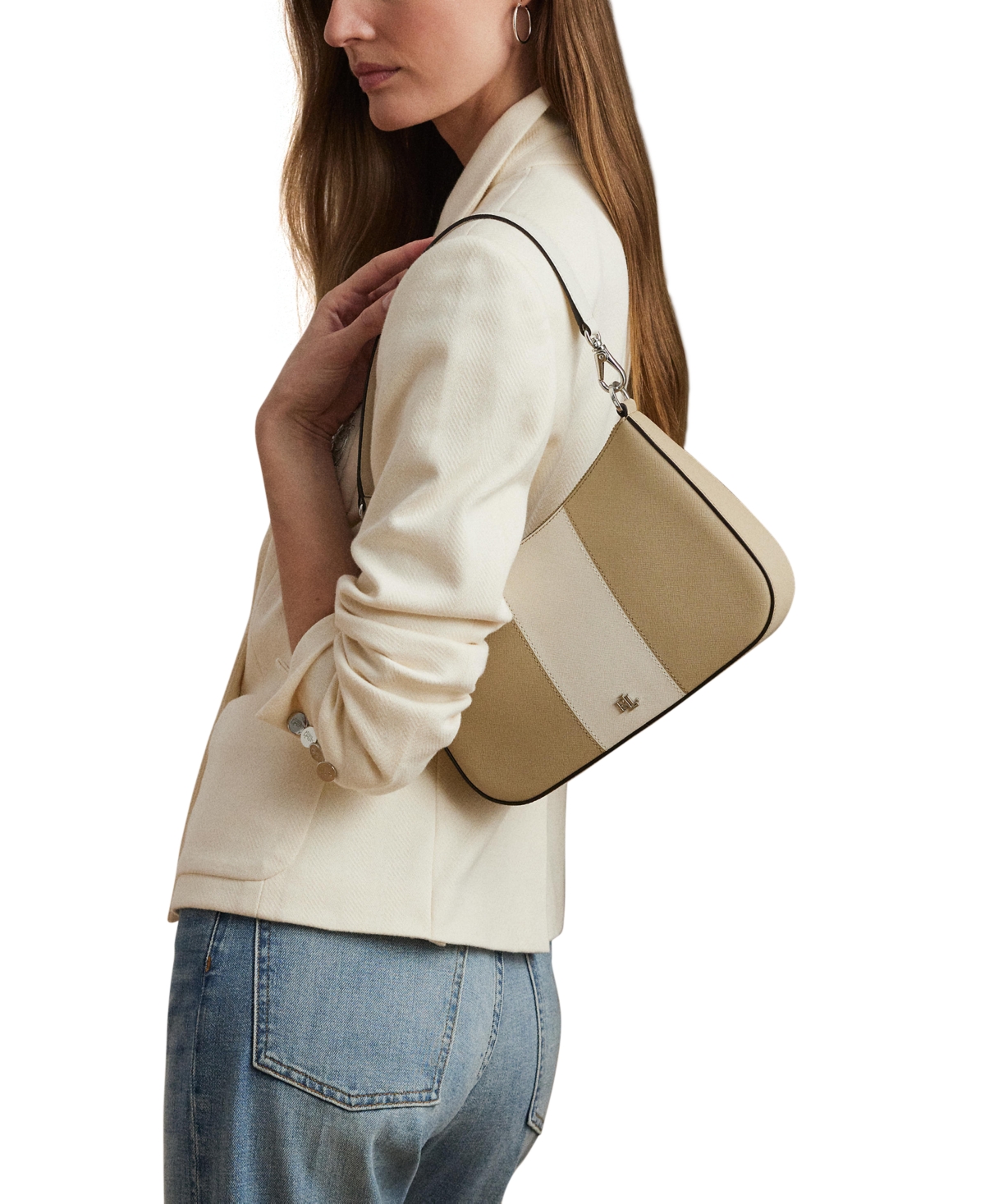 Ralph Lauren Two-tone Leather Small Danni Shoulder Bag