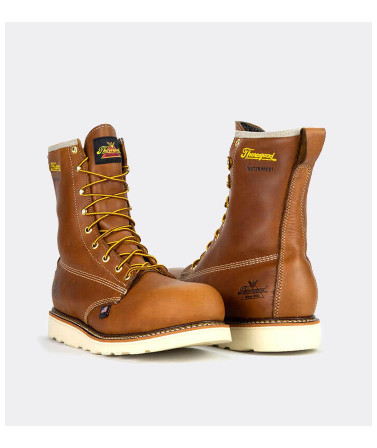 Мужские ботинки Thorogood American Heritage Waterproof 8" Tobacco Safety Toe Work Boots for Men, цвет: Табачный — фото 2