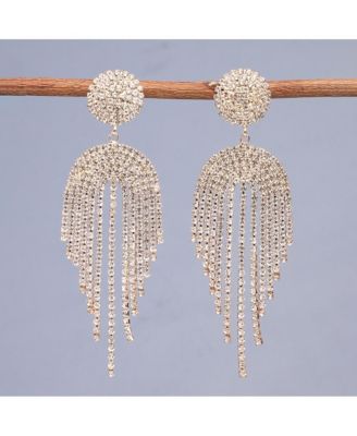 Women's Silver  Bling Cluster Drop Earrings