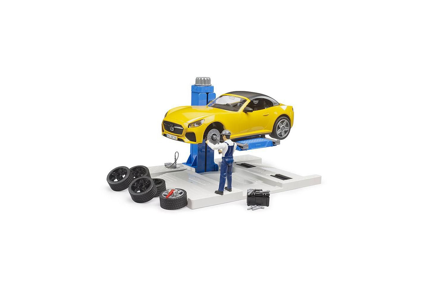 Детская игрушка Bruder 1/16 bworld Height-Adjustable Lifting Platform Car Service Center and Roadster — фото 1