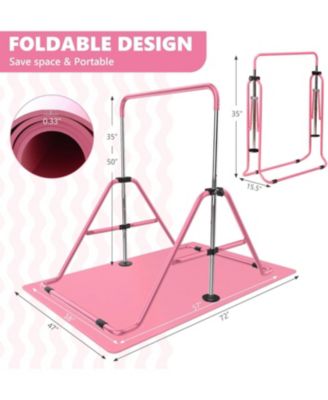 Gymnastics Bar Kids, Junior Training Bar, Height Adjustable Horizontal Bars With Gym Mat