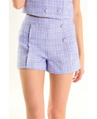 Women's High Waist Tweed Shorts