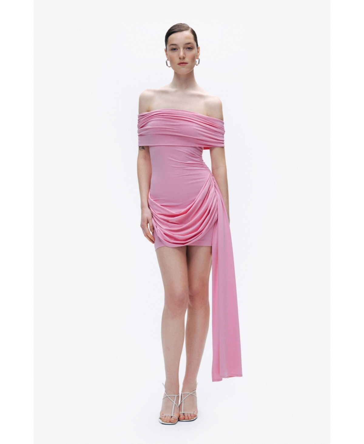 Women's Off Shoulder Mini Dress - Light/pastel pink