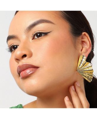 Women's Metallic Ripple Drop Earrings