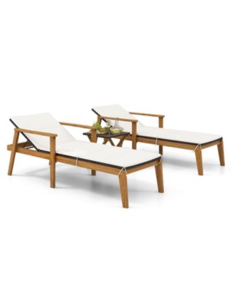 Set Of 4 Outdoor Chaise Lounge Chair Set w/ Armrests & 4-Level Backrest for Poolside