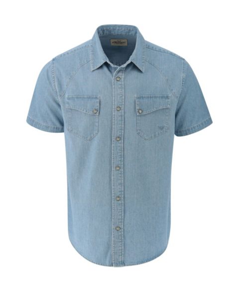 Мужская рубашка Thorogood Big & Tall Western Short Sleeve Snap Up, цвет: Выбеленный джинсовый