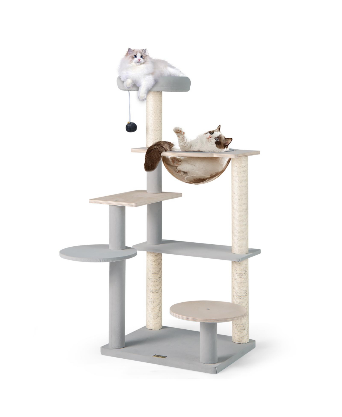 Modern Cat Tree Multi-level Cat Tower with Removable Padded Top Perch - Natural