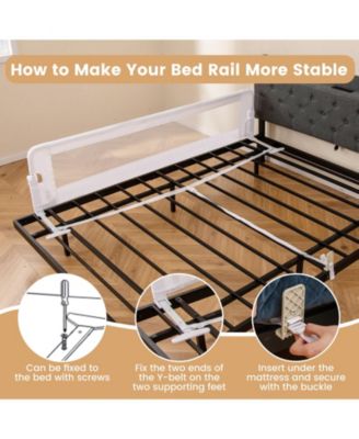 Kids Swing-Down Foldable Bed Rail Guard with Safety Strap Adjustable