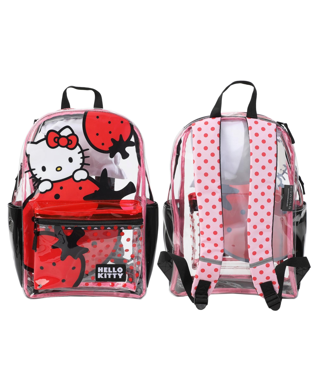 Strawberries 16&#x201D; Hooded Backpack - Hello kitty strawberries