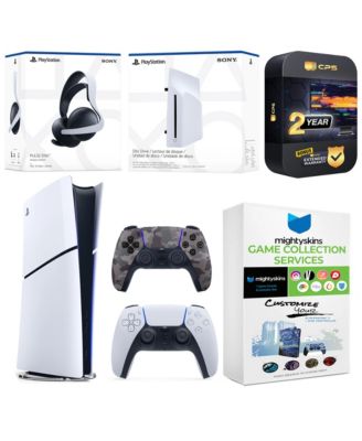 PlayStation 5 Slim Digital Bundle with Disc Drive, Extra Controller, PULSE Elite Headset, MightySkins Game Collection & 2-Year Extended Warranty