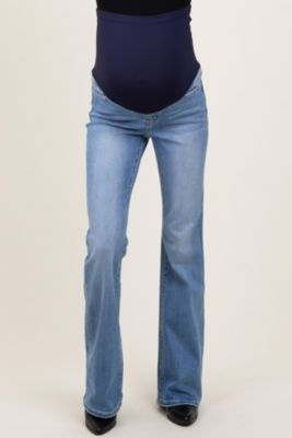 Maternity Light Blue Vintage Wash Flare Jeans