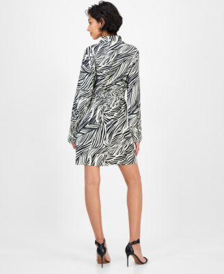 Women's Printed Collared A-Line Dress