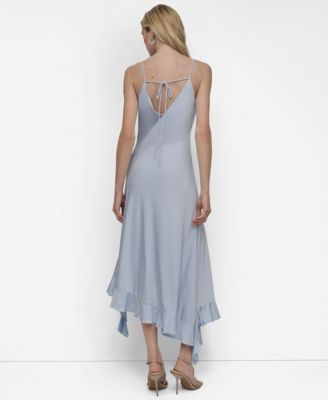 dkny light blue dress DKNY Women's Ruffled-Hem Midi Slip Dress