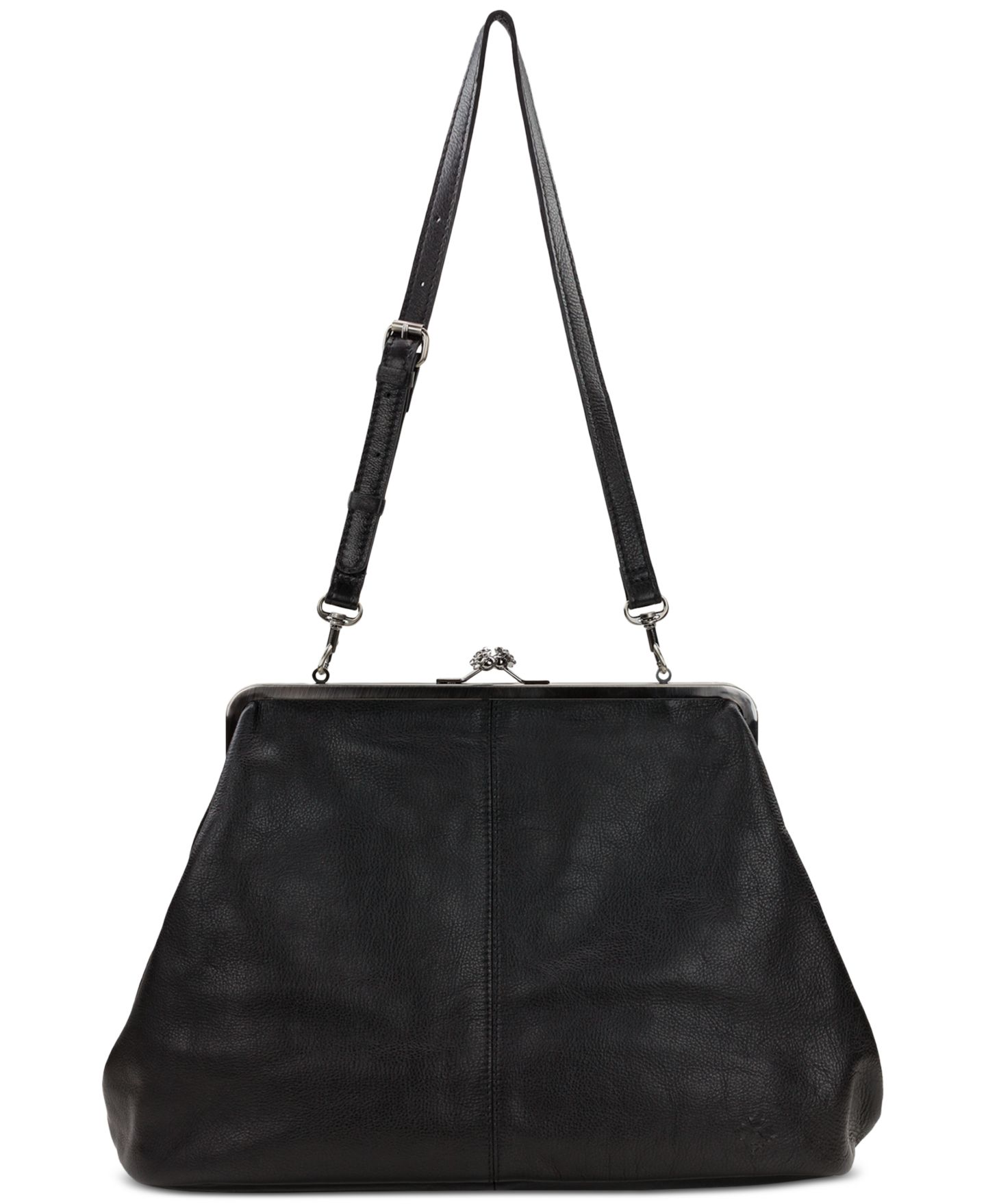 Женская сумка Patricia Nash Serafina Extra-Large Leather Kiss-Lock Frame, цвет: Чёрный — фото 1
