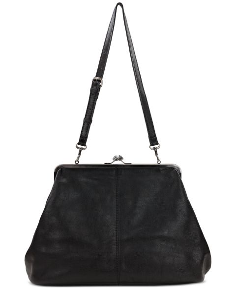 Женская сумка Patricia Nash Serafina Extra-Large Leather Kiss-Lock Frame, цвет: Чёрный