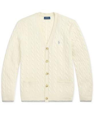 Men's Cable-Knit Wool-Cashmere Cardigan Sweater