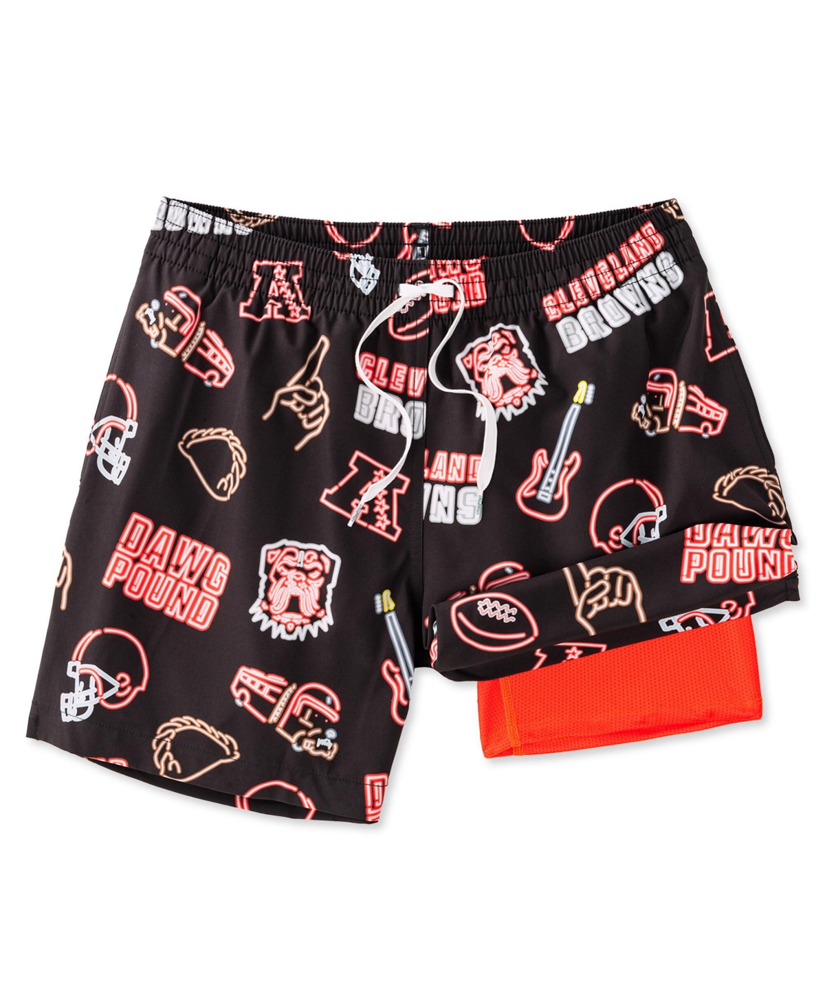 Men's 5.5" Brown Cleveland Browns The Neon Lined Classic Swim Trunks - Brown