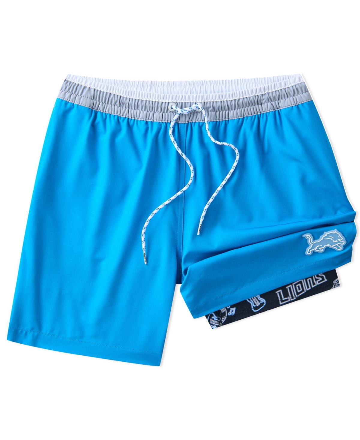 Men's 5.5" Blue Detroit Lions Lined Classic Swim Trunks - Blue