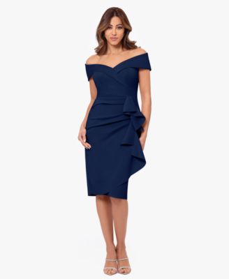 XSCAPE - Women's Off-The-Shoulder Sweetheart Ruffle Dress