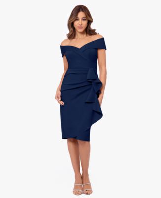 XSCAPE Women's Off-The-Shoulder Sweetheart Ruffle Dress - Macy's