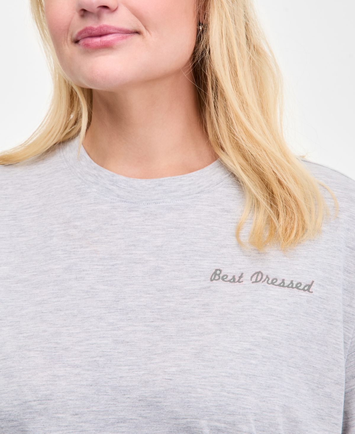 On 34th Trendy Plus Logo Short-sleeve Crewneck Tee, Macy's Exclusive In Gray