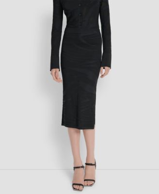 DKNY - Women's Zebra Knit Sweater Midi Skirt