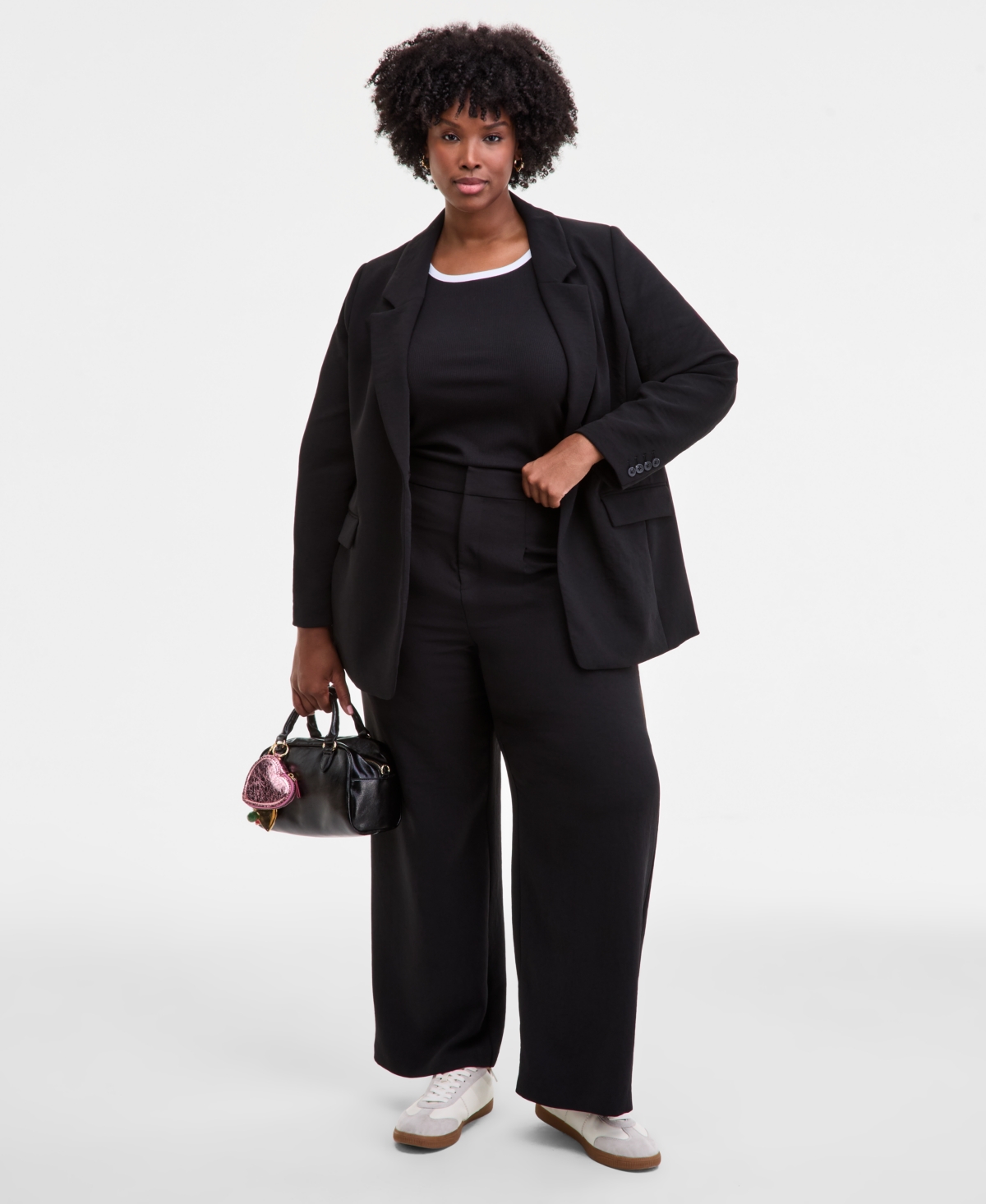 On 34th Trendy Plus One-button Notch-collar Blazer, Macy's Exclusive In Black