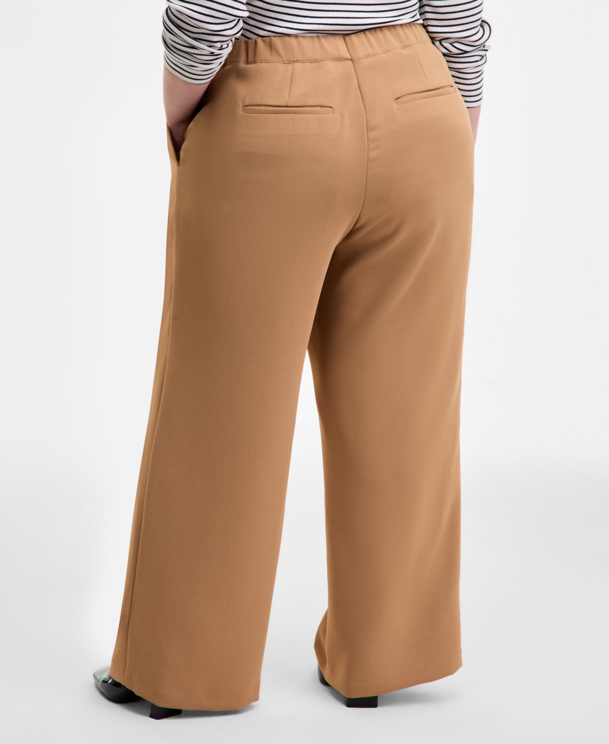 On 34th Trendy Plus Pleat-front Wide-leg Pants, Macy's Exclusive In Brown