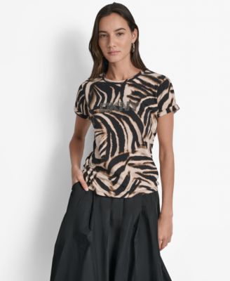 DKNY - Women's Printed Logo Crewneck T-Shirt