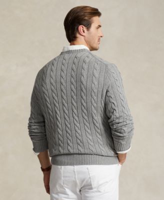 Men's Big & Tall Cable-Knit Cotton Sweater