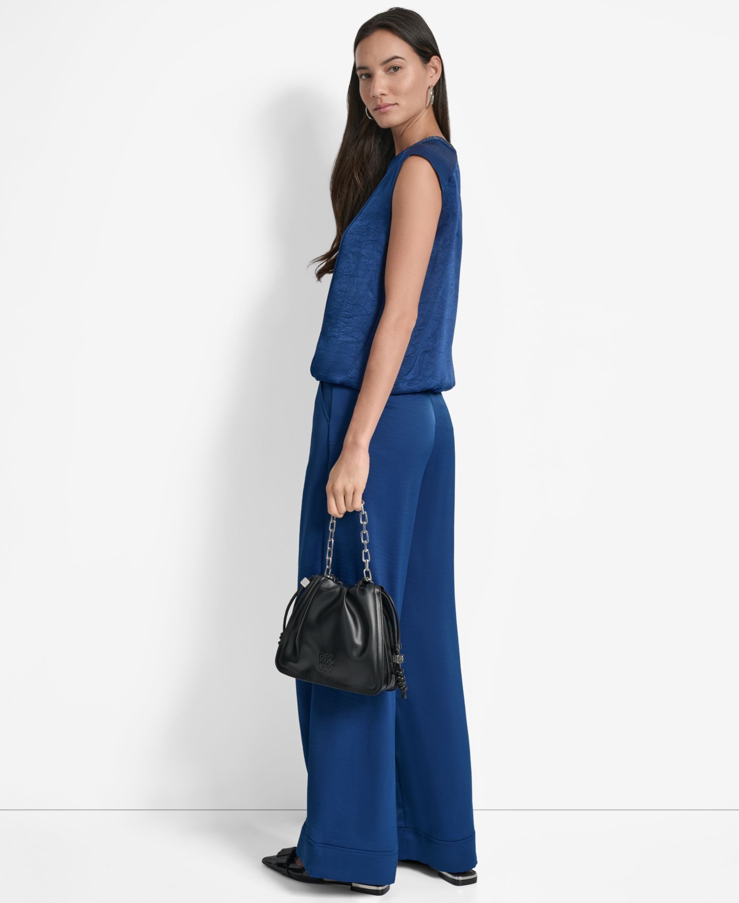 Women's Crinkle-Texture Chain-Neck Top