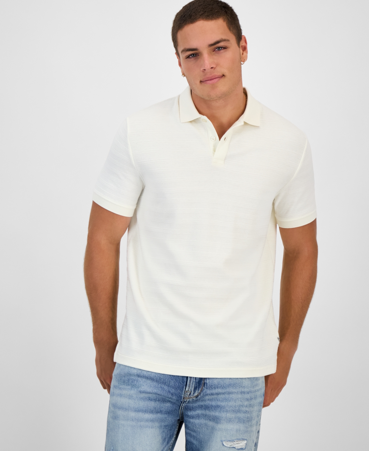 Guess Men's Knit Polo Shirt In White