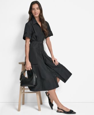 Women's Zip-Front Belted Commuter Dress