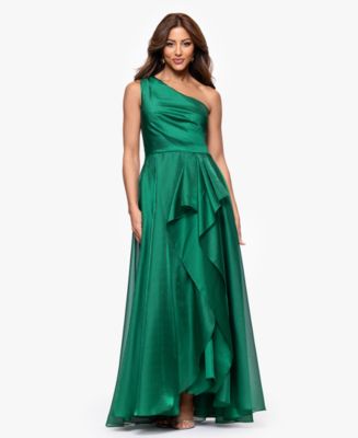 XSCAPE Women's Metallic Draped One-Shoulder Gown - Macy's