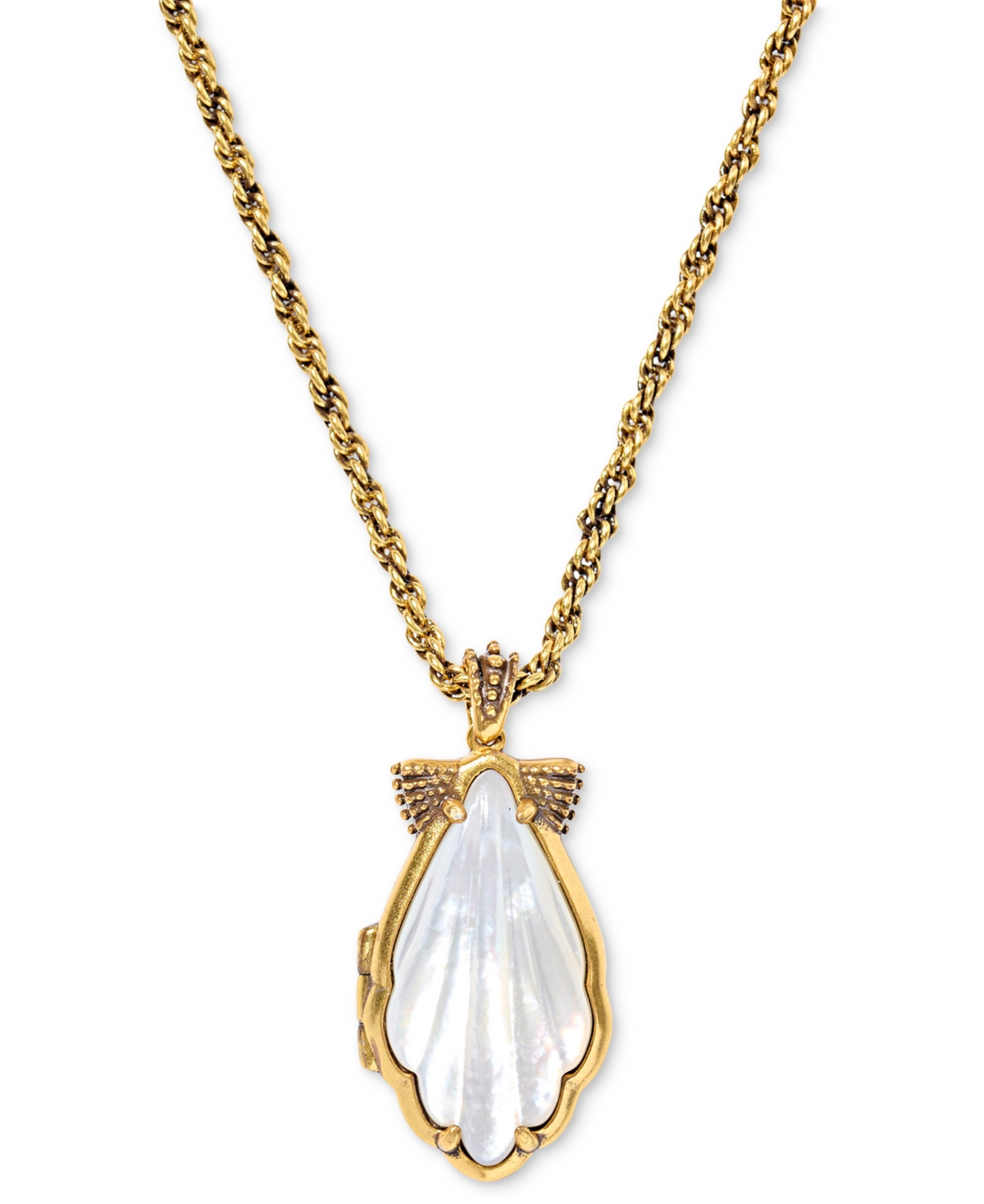 Gold-Tone Alexa Locket Short Pendant 19" Necklace - Ivory Mother Of Pearl