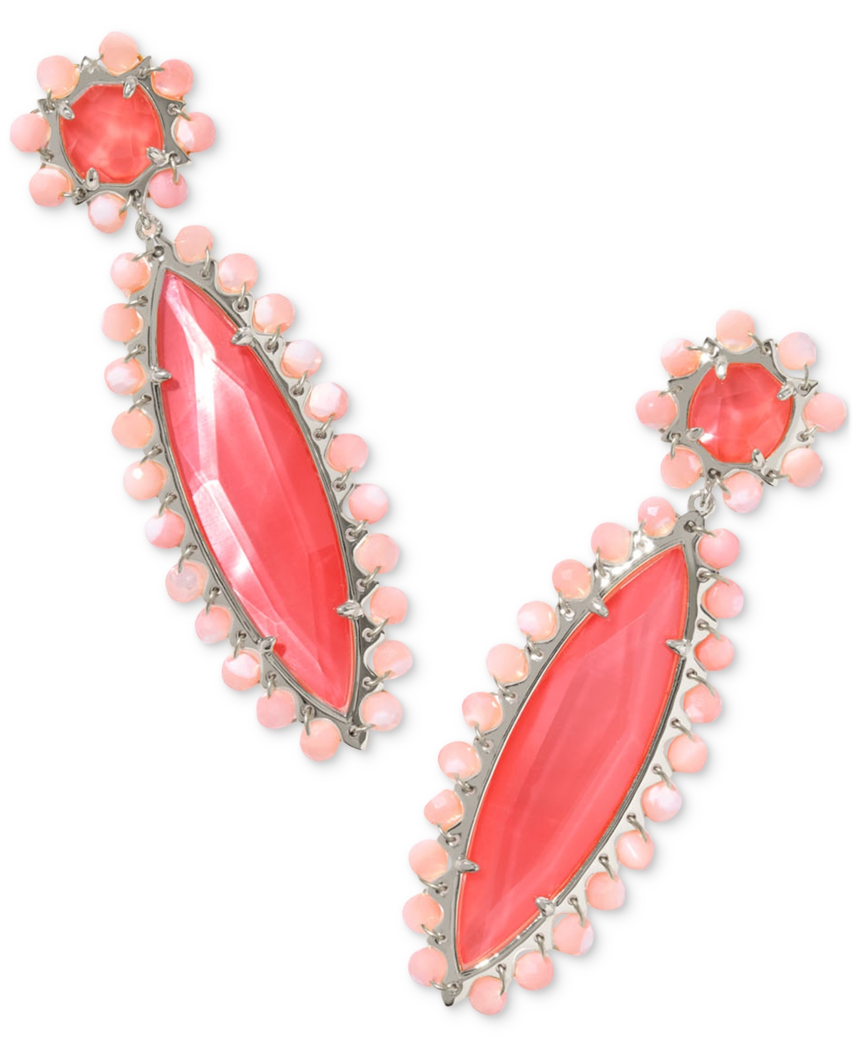 Gold-Tone Genevieve Pink Mother-of-Pearl Drop Earrings - Coral Pink Mother Of Pearl