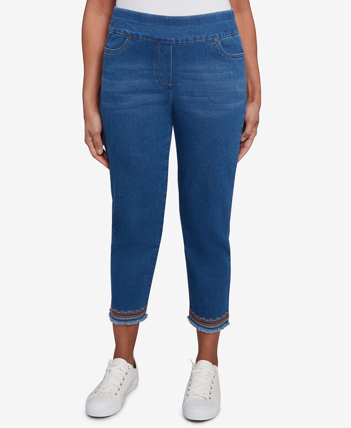 Women's El Paso Border Fringe Denim Ankle Jeans - Medium Indigo