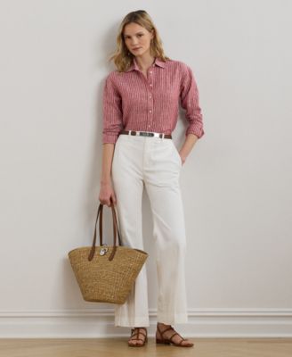 Petite Relaxed-Fit Striped Linen Shirt