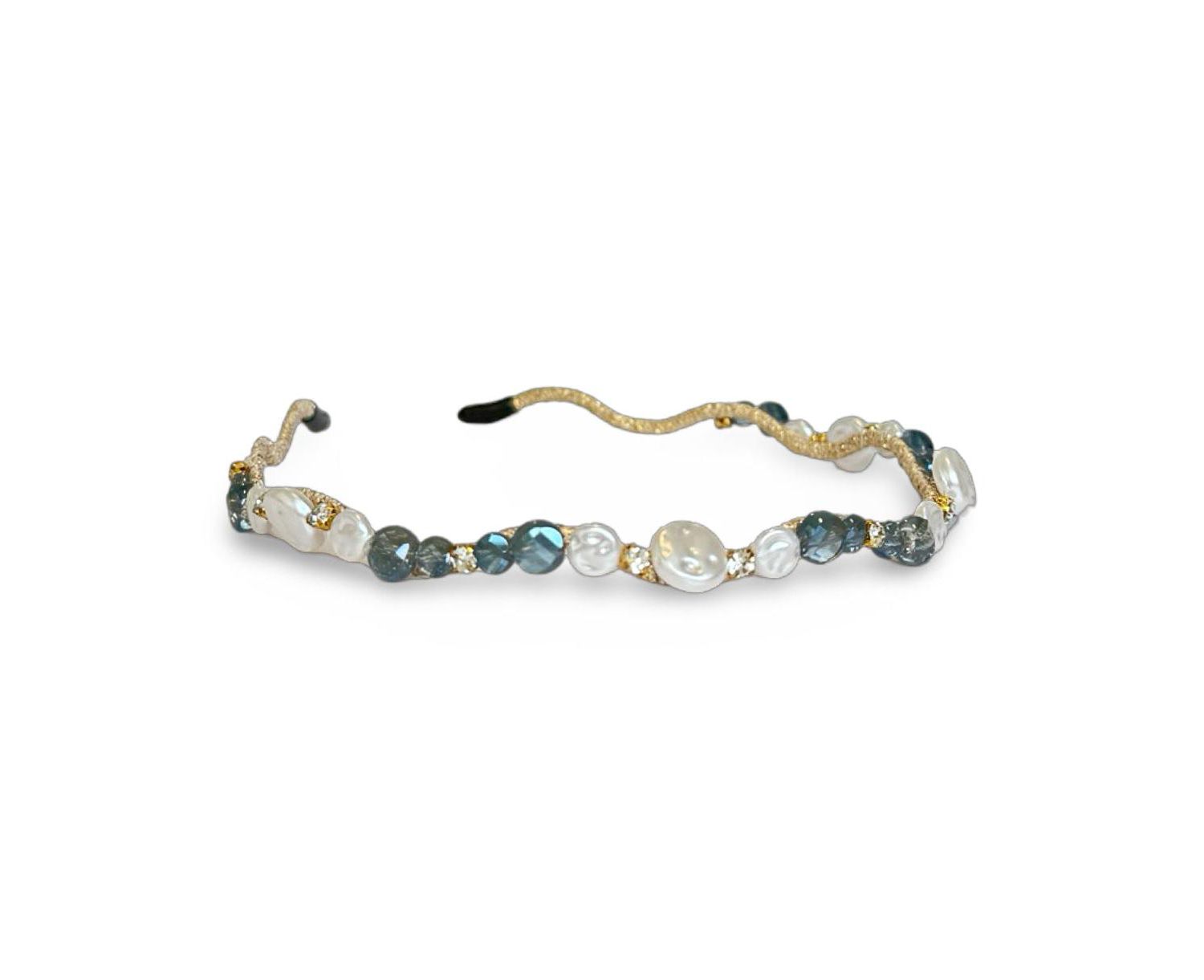 Wavy Oyster Pearl Headband - Ocean Blue