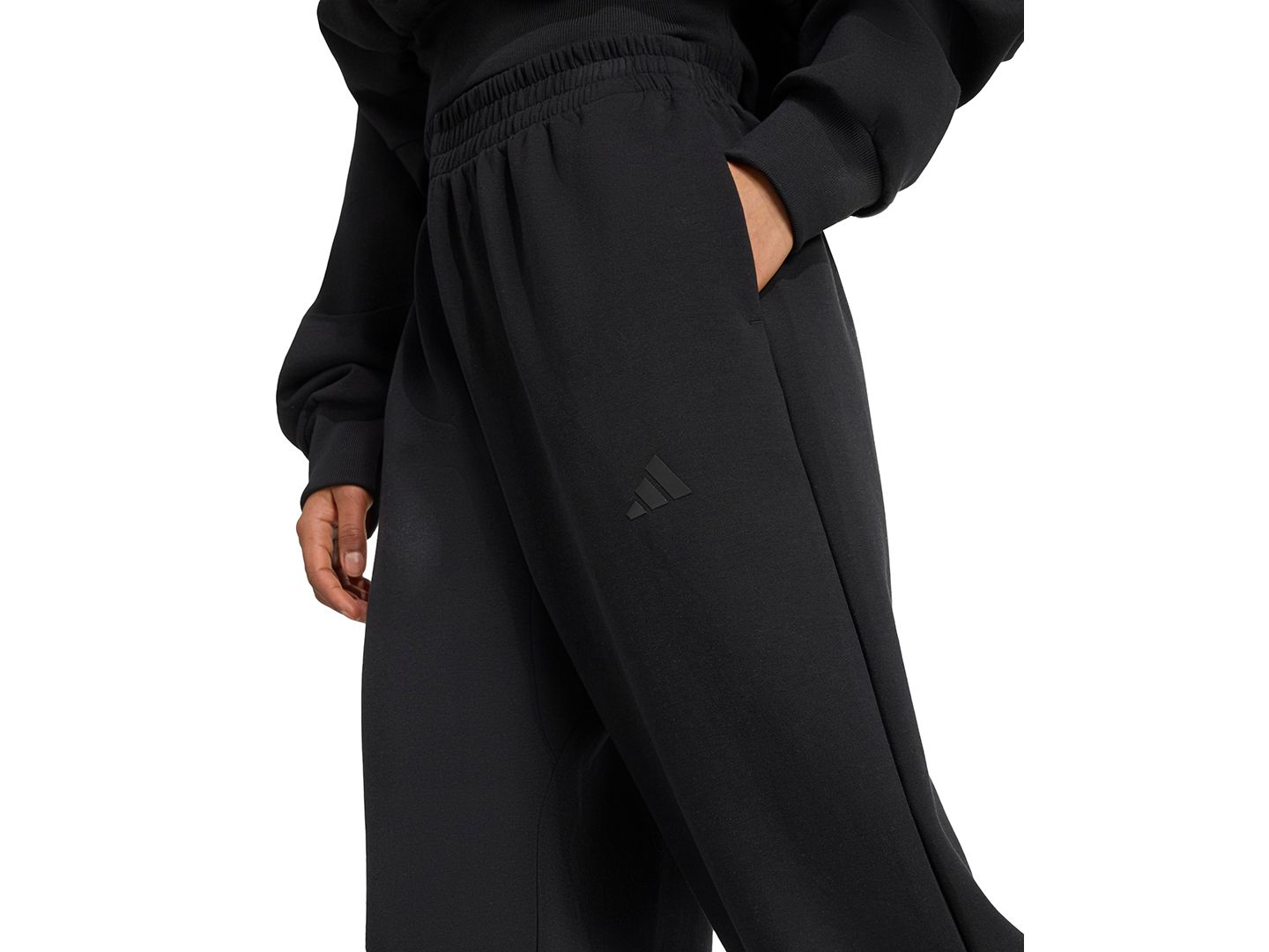 Женские брюки adidas Soft Lux Loose Mid-Rise Pull-On, цвет: Чёрный — фото 4