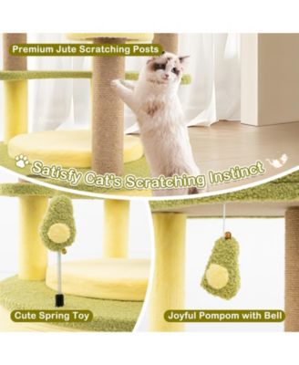 Large Avocado Cat Tree Multi-level Cat Tower with Private Condo